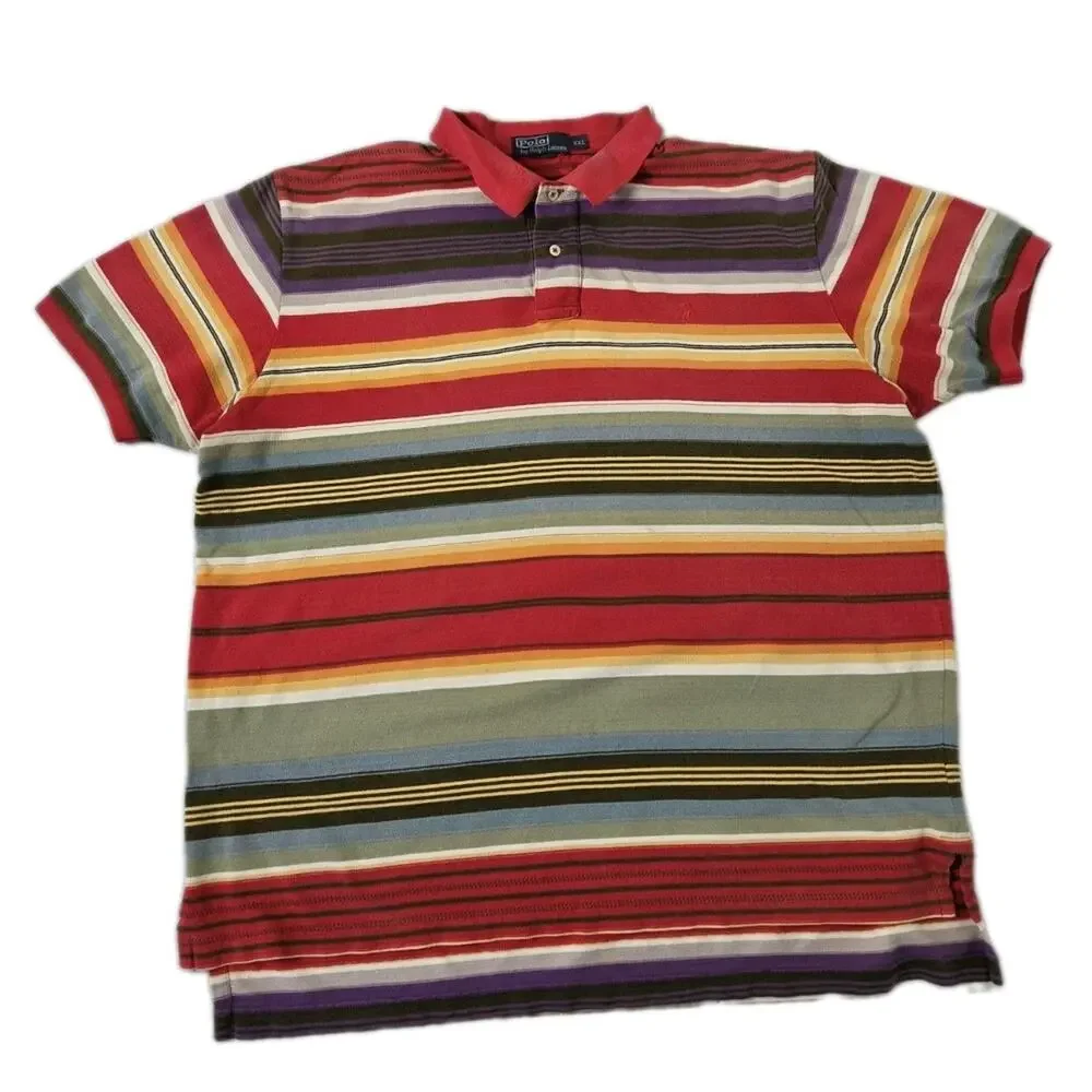 vtg 90s Polo Ralph Lauren Polo Shirt XXL Southwest Multi Striped Short Sleeve